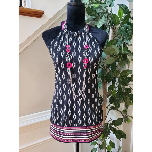 White House Black Market Women's Polyester Halter Neck Sleeveless Blouse Size M - Picture 1 of 10